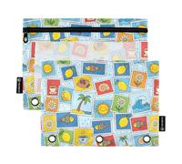 TPRDHK Cute Italian Stamps Pencil Pouch for 3 Ring Binder Large Capacity Pencil Case with Clear Window and Zipper for School, Office, Supplies Storage