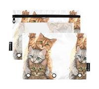TPRDHK Cute Kittens Pencil Pouch for 3 Ring Binder Large Capacity Pencil Case with Clear Window and Zipper for School, Office, Supplies Storage