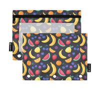 TPRDHK Dark Mixed Citrus Pencil Pouch for 3 Ring Binder Large Capacity Pencil Case with Clear Window and Zipper for School, Office, Supplies Storage