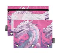 TPRDHK Dragon Pencil Pouch for 3 Ring Binder Large Capacity Pencil Case with Clear Window and Zipper for School, Office, Supplies Storage
