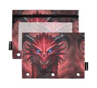 TPRDHK Dragon Pencil Pouch for 3 Ring Binder Large Capacity Pencil Case with Clear Window and Zipper for School, Office, Supplies Storage