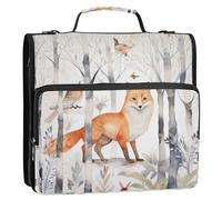 TPRDHK Fox in The Woods 3 Ring File Folder Portfolio Organizer Zippered Binder Bags with Removable Shoulder Strap & Multiple Pockets for School Office Trave