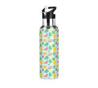 TPRDHK Hibiscus Fruit Print Water Bottle with a straw cap, a nozzle cap and a handle，Vacuum insulation，Anti-leakage，Stainless Steel Water Bottle for Sports，fitness, camping and hiking