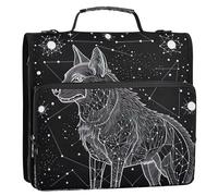 TPRDHK Icon of The Wolf 3 Ring File Folder Portfolio Organizer Zippered Binder Bags with Removable Shoulder Strap & Multiple Pockets for School Office Trave