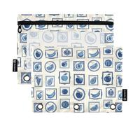 TPRDHK Indigo Post Fruits Pencil Pouch for 3 Ring Binder Large Capacity Pencil Case with Clear Window and Zipper for School, Office, Supplies Storage