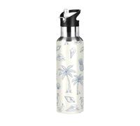 TPRDHK Italian Beach Sketches Water Bottle with a straw cap, a nozzle cap and a handle，Vacuum insulation，Anti-leakage，Stainless Steel Water Bottle for Sports，fitness, camping and hiking