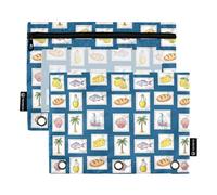 TPRDHK Italian Summer Stamps Pencil Pouch for 3 Ring Binder Large Capacity Pencil Case with Clear Window and Zipper for School, Office, Supplies Storage