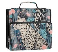 TPRDHK Leopard in The Jungle 3 Ring File Folder Portfolio Organizer Zippered Binder Bags with Removable Shoulder Strap & Multiple Pockets for School Office Trave