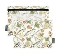 TPRDHK Mediterranean Fish Feast Pencil Pouch for 3 Ring Binder Large Capacity Pencil Case with Clear Window and Zipper for School, Office, Supplies Storage