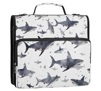 TPRDHK Mighty Shark 3 Ring File Folder Portfolio Organizer Zippered Binder Bags with Removable Shoulder Strap & Multiple Pockets for School Office Trave