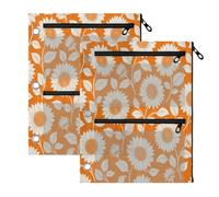 TPRDHK Monochrome White Blooms 3-Ring Binder Pencil Pouch 2 Pack, Pen Bag with 3 Zipper Pockets, Clear View Mesh Window Storage Pen Bag for School Office Home