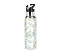 TPRDHK Pastel Sardine Blooms Water Bottle with a straw cap, a nozzle cap and a handle，Vacuum insulation，Anti-leakage，Stainless Steel Water Bottle for Sports，fitness, camping and hiking
