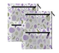 TPRDHK Pastel Scattered Shapes 3-Ring Binder Pencil Pouch 2 Pack, Pen Bag with 3 Zipper Pockets, Clear View Mesh Window Storage Pen Bag for School Office Home