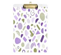 TPRDHK Pastel Scattered Shapes Clipboards A4 Acrylic Hardboard Butterfly Clip Retractable Hanging Tab,for Teacher,Nurse,Doctor,Student,Kids