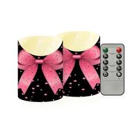 TPRDHK Polka Dot Bow 2 Pack Flameless LED Candles with Remote & Timer | Elegant Flickering Glow for Home, Wedding & Festive Decor