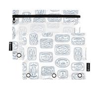 TPRDHK Portuguese Sardines Pencil Pouch for 3 Ring Binder Large Capacity Pencil Case with Clear Window and Zipper for School, Office, Supplies Storage