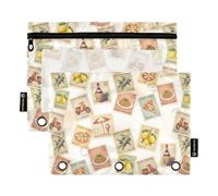 TPRDHK Posta Italiana Stamps Pencil Pouch for 3 Ring Binder Large Capacity Pencil Case with Clear Window and Zipper for School, Office, Supplies Storage
