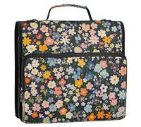 TPRDHK Rainbow Flower Garden Zipper Binder with 3 Ring D-Ring, Expanding File Folder Organizer with Shoulder Strap & Handle for Office Use