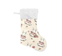 TPRDHK Reading Rabbit Large Christmas Stocking, Hanging Holiday Fireplace Decoration Sock for Xmas Tree Wall, 45 x 31 cm