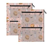 TPRDHK Spooky Burger Treats 3-Ring Binder Pencil Pouch 2 Pack, Pen Bag with 3 Zipper Pockets, Clear View Mesh Window Storage Pen Bag for School Office Home