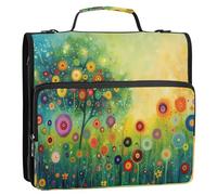 TPRDHK Strange Flowers Zipper Binder with 3 Ring D-Ring, Expanding File Folder Organizer with Shoulder Strap & Handle for Office Use