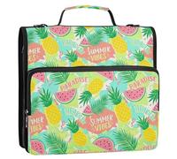 TPRDHK Summer Vibes Tropics 3 Ring File Folder Portfolio Organizer Zippered Binder Bags with Removable Shoulder Strap & Multiple Pockets for School Office Trave