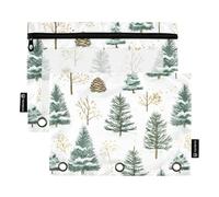 TPRDHK Trees with Pine Cones Pencil Pouch for 3 Ring Binder Large Capacity Pencil Case with Clear Window and Zipper for School, Office, Supplies Storage
