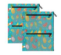 TPRDHK Tropical Berry Treats 3-Ring Binder Pencil Pouch 2 Pack, Pen Bag with 3 Zipper Pockets, Clear View Mesh Window Storage Pen Bag for School Office Home