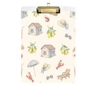TPRDHK Tuscan Summer Cottages Clipboards A4 Acrylic Hardboard Butterfly Clip Retractable Hanging Tab,for Teacher,Nurse,Doctor,Student,Kids