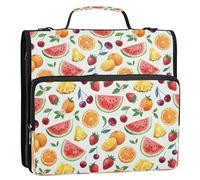 TPRDHK Watercolor Fruit Medley 3 Ring File Folder Portfolio Organizer Zippered Binder Bags with Removable Shoulder Strap & Multiple Pockets for School Office Trave