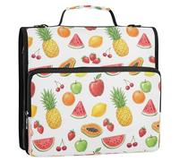 TPRDHK Watercolor Orchard Mix 3 Ring File Folder Portfolio Organizer Zippered Binder Bags with Removable Shoulder Strap & Multiple Pockets for School Office Trave