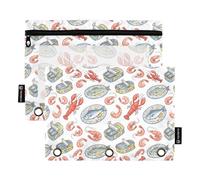 TPRDHK Watercolor Sardine Platter Pencil Pouch for 3 Ring Binder Large Capacity Pencil Case with Clear Window and Zipper for School, Office, Supplies Storage