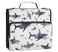 TPRDHK White Shark 3 Ring File Folder Portfolio Organizer Zippered Binder Bags with Removable Shoulder Strap & Multiple Pockets for School Office Trave