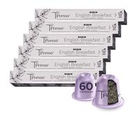 Tpresso® Premium Organic English Breakfast Black Tea, 60 Tea Capsules, Compatible with Capsule Machines, Industrially Compostable², Strong Black Tea Made from High-Quality Organic Tea