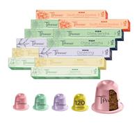 Tpresso® Premium Organic Tea Aroma Box, 120 Tea Capsules Compatible with Nespresso®³ Capsule Machines, Industrially Compostable², Fennel, Earl Grey, Jasmine, Rooibos, English Breakfast