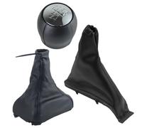 TPSOBRU Car Shift Knobs for Opel for Astra F 1991-1998 5 Speed Chrome Black Gear Shift Knob Handbrake Grips Gaiter Boot Cover Case(3Pcs B)