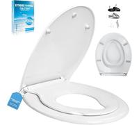 TPSOJJY Family Toilet Seat Soft Close,with Built-in Child Seat 2-in-1,Quick Release Function and Soft Close-Easy Assembly Toilet Lid Made of Upgradeplast Toilet Seat,Antibacterial,up to 150 kg