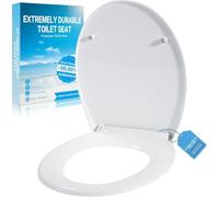 TPSOJJY Oval Round Toilet Seat with Soft Close & Quick Release - Premium Thermoplastic, Antibacterial, Removable, Holds up to 250kg - Easy Assembly Toilet Lid