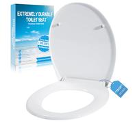 TPSOJJY Toilet Seat with Soft-Close Mechanism, Quick Release Function, Upgradeplast Material, Antibacterial, 250 kg Capacity, Removable, Easy Assembly, White, 36 cm x 44 cm, Oval Shape