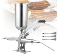 TPTAWF 5L Manual Donut Churros Jelly Filling Machine, Stainless Steel Commercial Cream Jam Filler Machine with 4 Anti-Drip Nozzles