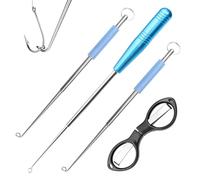 TPTGIAR 3 Pieces Fishing Disgorger, Quick Unhooking Disgorger Fishing with Folding Scissors, Stainless Steel Fishing Hook Remover, Portable Fishing Accessories for Small Large Fish Hook