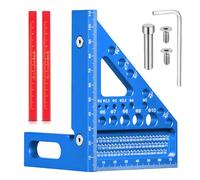 TPTGIAR 3D Mitre Angle Multifunctional, 22.5-90 Angle Aluminium Alloy Protractor, High Precision Speed Marker, Carpenter's Angle with 2 Woodworking Pins for Carpenters Engineers (Blue)