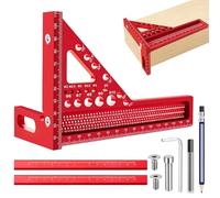 TPTGIAR 3D Multi-Angle Measuring Ruler, 22.5-90 Angle Mitre Angle Multifunctional Aluminium Alloy Protractor, High Precision Speed Marker, Carpenter's Angle for Carpenters Engineers (Red)