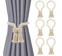 TPTGIAR 6 PCS Magnetic Curtain Tie Backs, Beige Magnetic Tie Backs for Curtains, Modern Simple Style Curtain Holdbacks for Home Office Living Room Bedroom Window Drapery