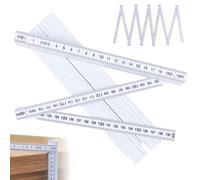 TPTGIAR Folding Rule, 2 Metres, Plastic, White, Pack of 3, Folding Ruler, 2 m, Ruler, Accuracy Class, 3 Metre Ruler, Mini Tool, Construction Site Accessories, Robust, Precise Folding Rulers