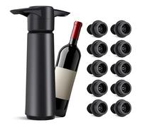 TPTGIAR Wine Saver Vacuum Pump with 10 Vacuum Wine Bottle Stoppers, Reusable Bottle Stopper & Preserver for Keeping Fresh for Beer Champagne Sparkling