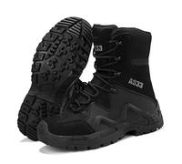 TPTOP Men's Tactical Military Boots Commando Outdoor Army Combat Boots Work Shoes High Top Lace-up Sneakers Waterproof and Breathable,Black-45EU