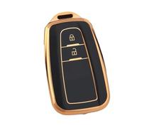 TPU 2 3 Buttons Car Key Case Cover Shell Fob For Toyota CHR For Camry For Corolla RAV4 For Highlander C-HR For Prius For Land Cruiser For Prado(Black gold,2 button)