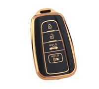 TPU 4 Button Car Key Case Cover Shell Fob For Toyota CHR For Camry For Corolla RAV4 For Highlander C-HR For Prius For Land Cruiser For Prado(Black gold)