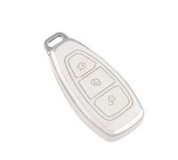 TPU Car Key Case Cover Shell compatible with Fusion compatible with Kuga compatible with Ecosport(White)
